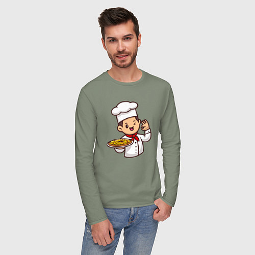 Мужской лонгслив Поварёнок с пиццей / Авокадо – фото 3