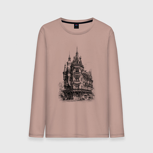 Мужской лонгслив Старинный дом / Пыльно-розовый – фото 1