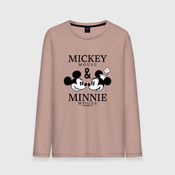 Лонгслив хлопковый мужской Микки и Минни Маус, цвет: пыльно-розовый