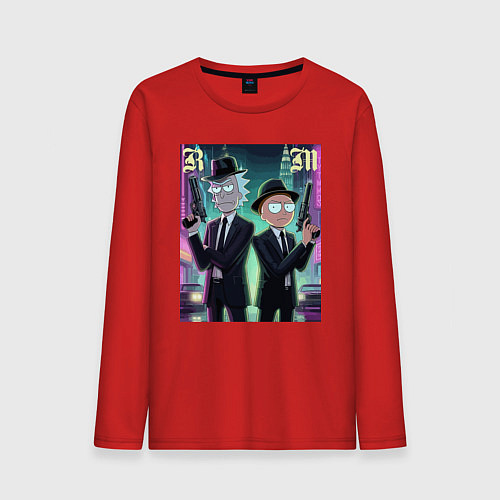Мужской лонгслив Рик и Морти крутые гангстеры - нейроарт / Красный – фото 1