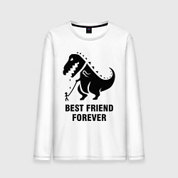 Лонгслив хлопковый мужской Godzilla best friend, цвет: белый