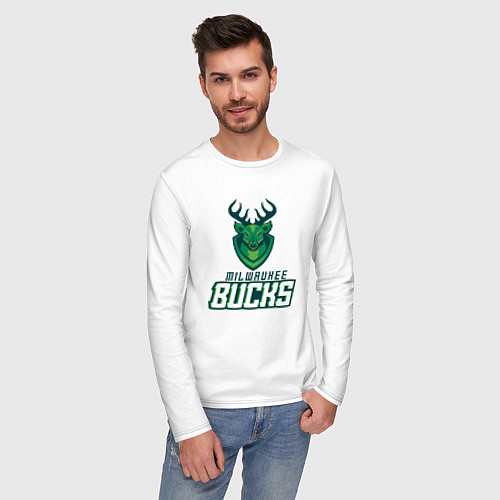 Мужской лонгслив Milwaukee Bucks NBA / Белый – фото 3