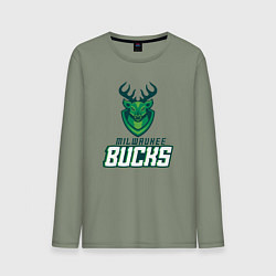 Лонгслив хлопковый мужской Milwaukee Bucks NBA, цвет: авокадо