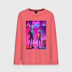 Лонгслив хлопковый мужской Rick and Morty - neon fantasy, цвет: коралловый