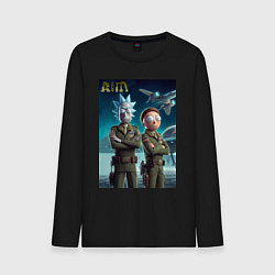 Лонгслив хлопковый мужской Rick and Morty - air force нейроарт, цвет: черный
