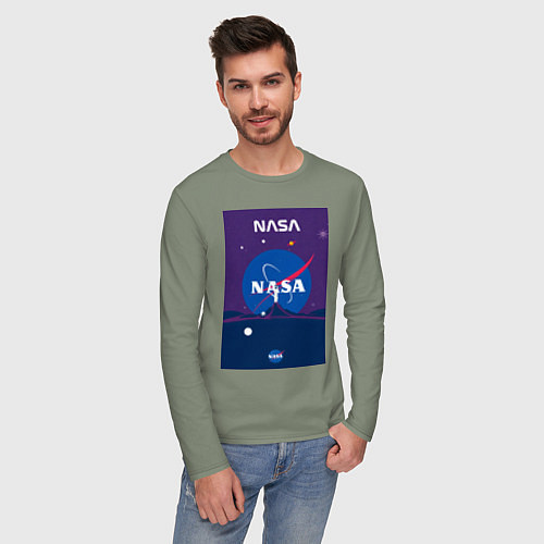 Мужской лонгслив NASA фиолетовый плакат / Авокадо – фото 3