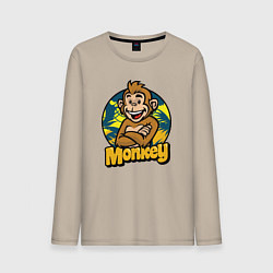 Лонгслив хлопковый мужской Monkey jungle, цвет: миндальный