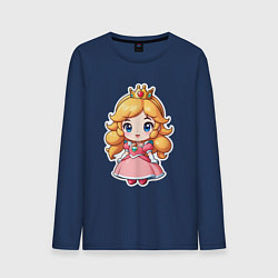 Лонгслив хлопковый мужской Маленькая принцесса Пич, цвет: тёмно-синий