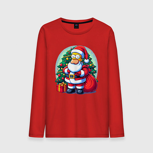 Мужской лонгслив Santa Simpson - ai art / Красный – фото 1