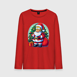 Лонгслив хлопковый мужской Santa Simpson - ai art, цвет: красный