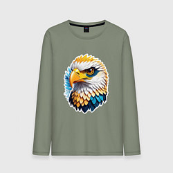 Лонгслив хлопковый мужской Яркая голова орла, цвет: авокадо