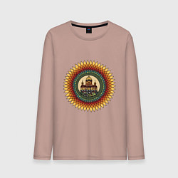 Лонгслив хлопковый мужской Солнечный храм, цвет: пыльно-розовый