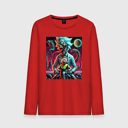 Лонгслив хлопковый мужской Кошмарный сон Морти - нейроарт, цвет: красный