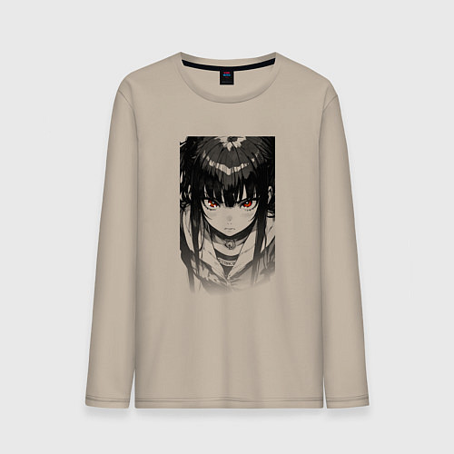 Мужской лонгслив Девушка с красными глазами / Миндальный – фото 1