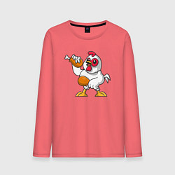 Лонгслив хлопковый мужской Куриные ножки, цвет: коралловый