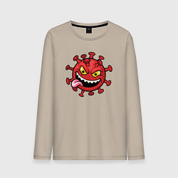 Лонгслив хлопковый мужской Забавный вирус, цвет: миндальный