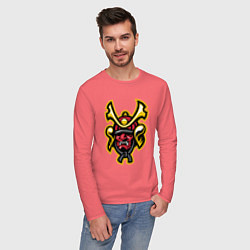 Лонгслив хлопковый мужской Samurai face, цвет: коралловый — фото 2