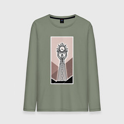 Лонгслив хлопковый мужской Фатима держит солнце, цвет: авокадо