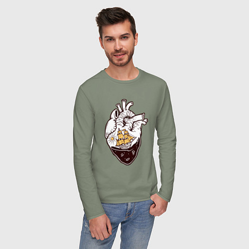 Мужской лонгслив Сердце корабля / Авокадо – фото 3