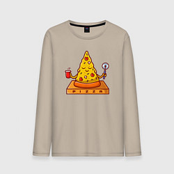 Лонгслив хлопковый мужской Pizza yoga, цвет: миндальный
