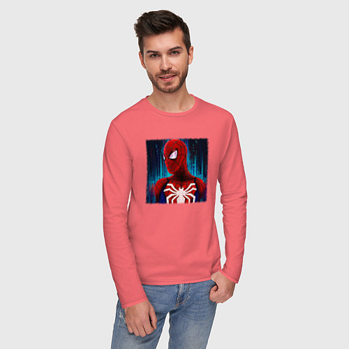 Мужской лонгслив Человек паук новый / Коралловый – фото 3