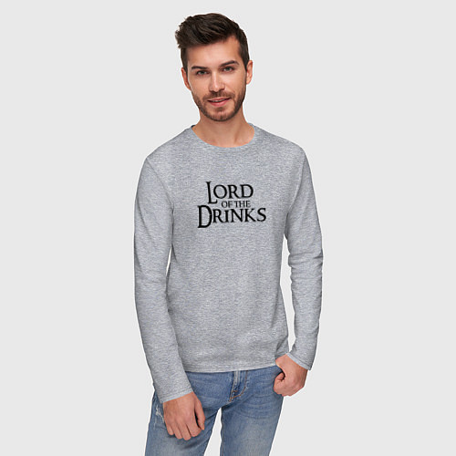 Мужской лонгслив Lord of the drinks logo / Меланж – фото 3