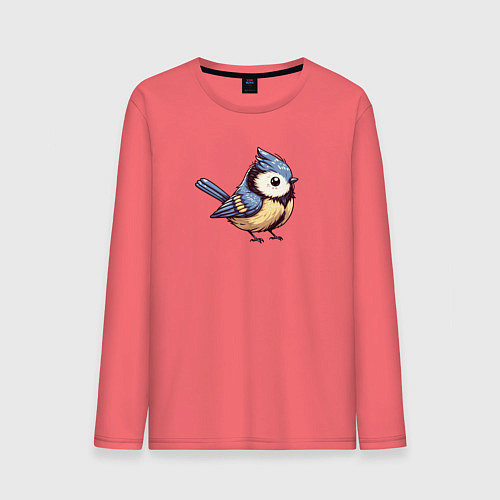 Мужской лонгслив Синичка / Коралловый – фото 1