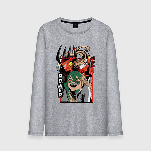 Мужской лонгслив Человек-бензопила Пауэр пила / Меланж – фото 1