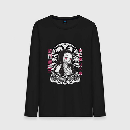 Мужской лонгслив Клинок рассекающий демонов Незуко тату / Черный – фото 1