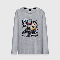 Лонгслив хлопковый мужской Рок группа Рика-Венома и Морти, цвет: меланж