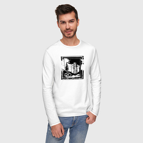 Мужской лонгслив День грязи на велике / Белый – фото 3