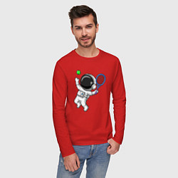 Лонгслив хлопковый мужской Космический теннис, цвет: красный — фото 2