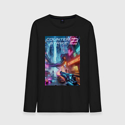 Лонгслив хлопковый мужской Counter Strike 2 - metropolis, цвет: черный