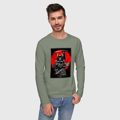 Мужской лонгслив Кровавый японский самурай / Авокадо – фото 3