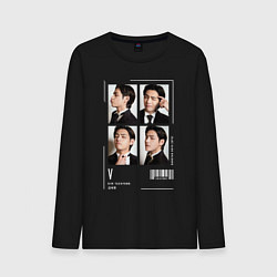 Лонгслив хлопковый мужской Taehyung bts 4cut, цвет: черный