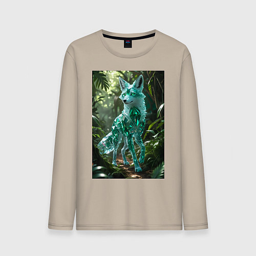 Мужской лонгслив Кристальный волк в джунглях / Миндальный – фото 1