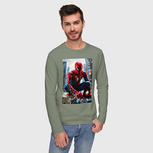 Мужской лонгслив Человек-паук на страже справедливости / Авокадо – фото 3