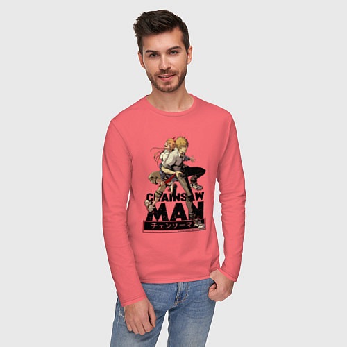 Мужской лонгслив Denji and Power / Коралловый – фото 3