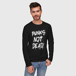 Лонгслив хлопковый мужской Punk not dead, цвет: черный — фото 2