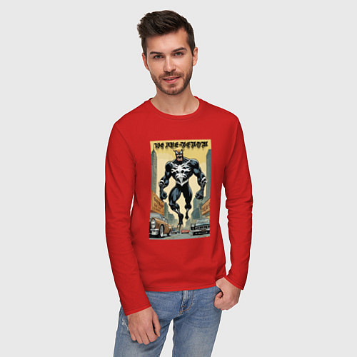 Мужской лонгслив We are Venom - retro meme / Красный – фото 3