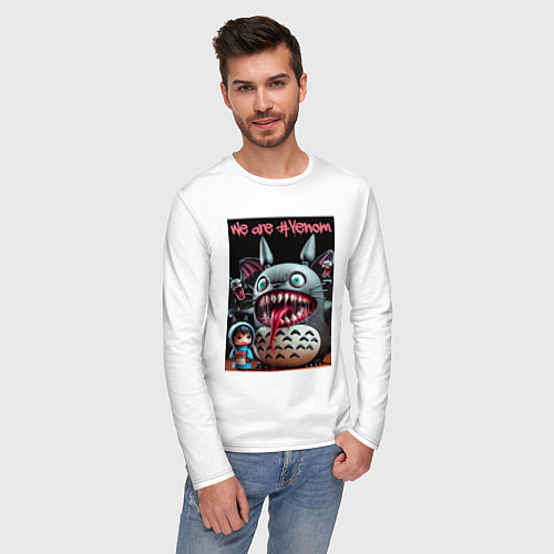 Мужской лонгслив Totoro-Venom - ai art fantasy / Белый – фото 3