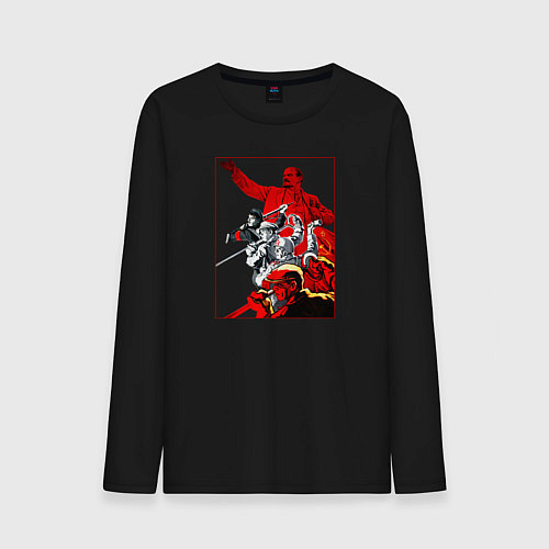 Мужской лонгслив Ленин и народ / Черный – фото 1