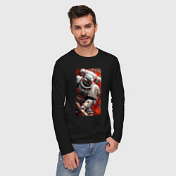 Лонгслив хлопковый мужской Космодесантник в белом костюме, цвет: черный — фото 2
