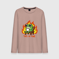 Лонгслив хлопковый мужской Frog - this is fine, цвет: пыльно-розовый