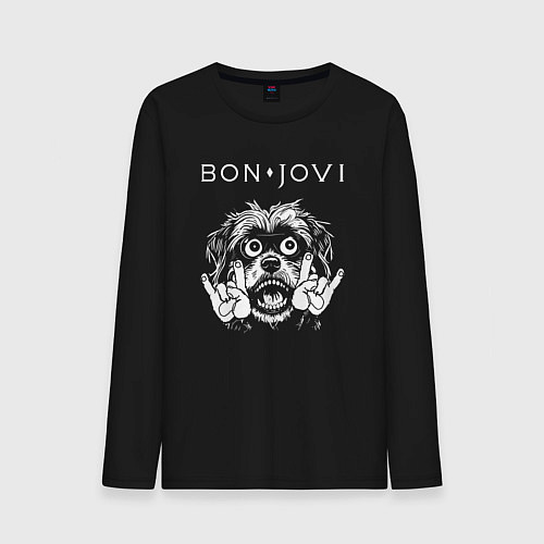 Мужской лонгслив Bon Jovi rock dog / Черный – фото 1