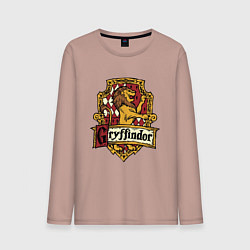 Лонгслив хлопковый мужской Hogwarts - gryffindor logo, цвет: пыльно-розовый