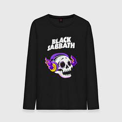 Лонгслив хлопковый мужской Black Sabbath - неоновый череп, цвет: черный