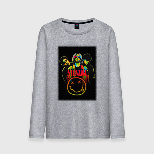 Мужской лонгслив Нирвана рок группа / Меланж – фото 1