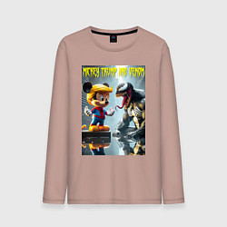 Лонгслив хлопковый мужской Mickey Trump and Venom - ai art fantasy, цвет: пыльно-розовый