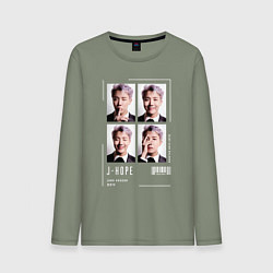 Лонгслив хлопковый мужской Hoseok bts 4cut, цвет: авокадо